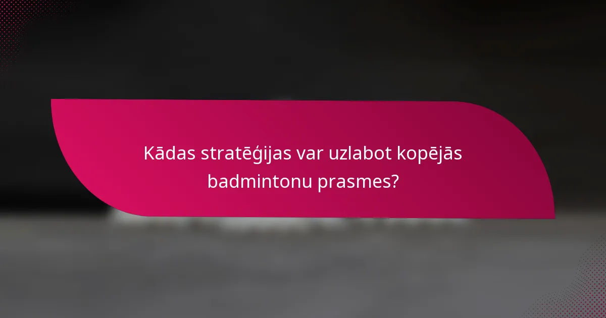 Kādas stratēģijas var uzlabot kopējās badmintonu prasmes?